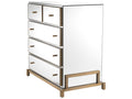 Clarington 5-Drawer Mirrored Chest with Brushed Brass Accents