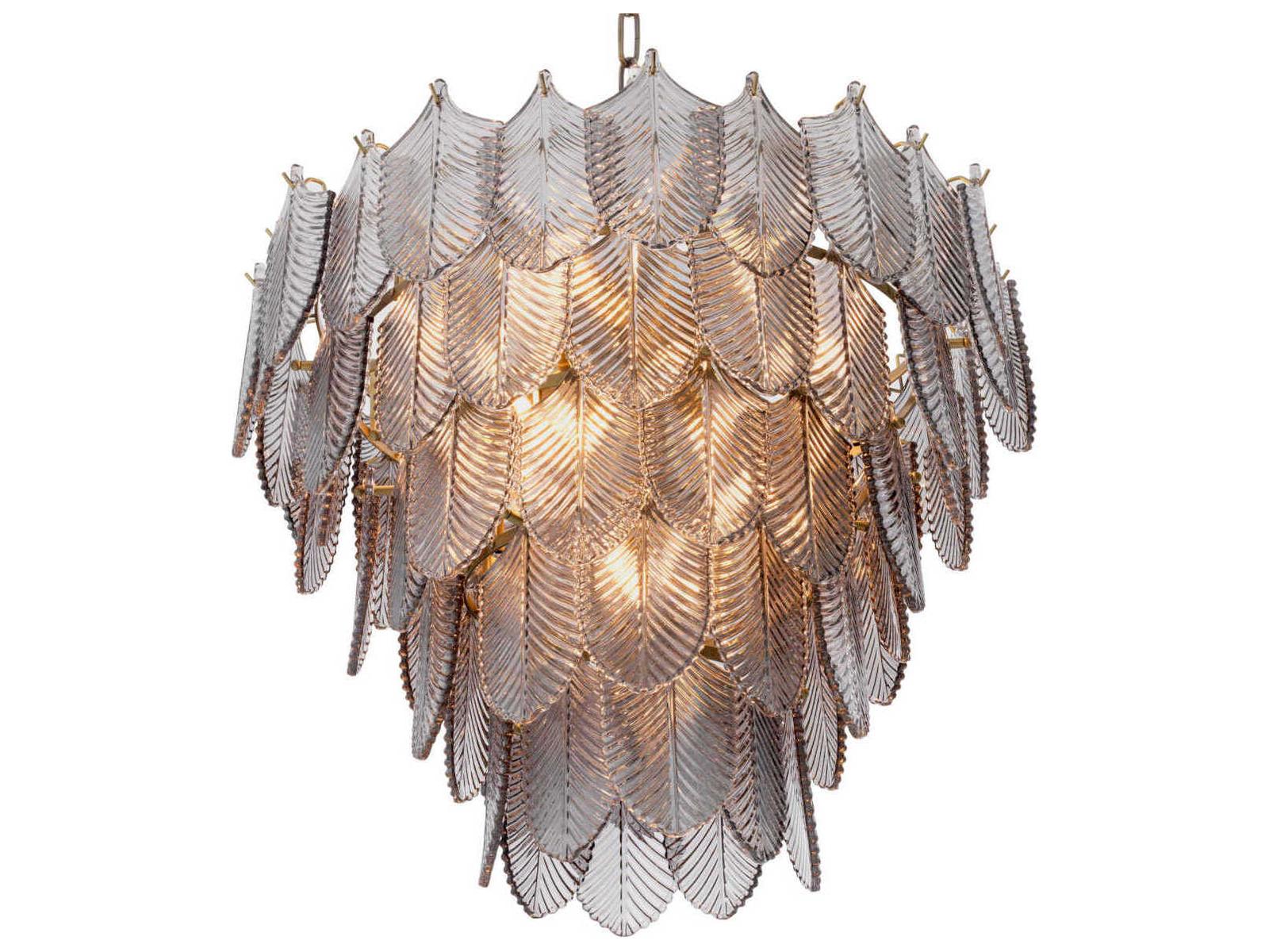 Eichholtz Verbier 10-Light Chandelier in Light Brushed Brass and Smoke Glass