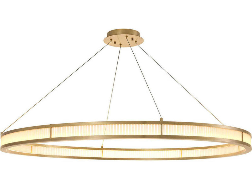 Eichholtz Damien XL 1-Light LED Chandelier in Antique Brass with Frosted Glass