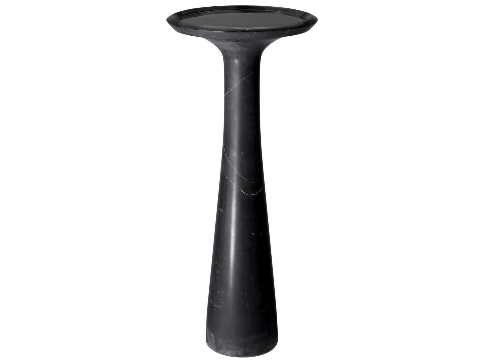 Pompano Round Side Table in Honed Black Marble