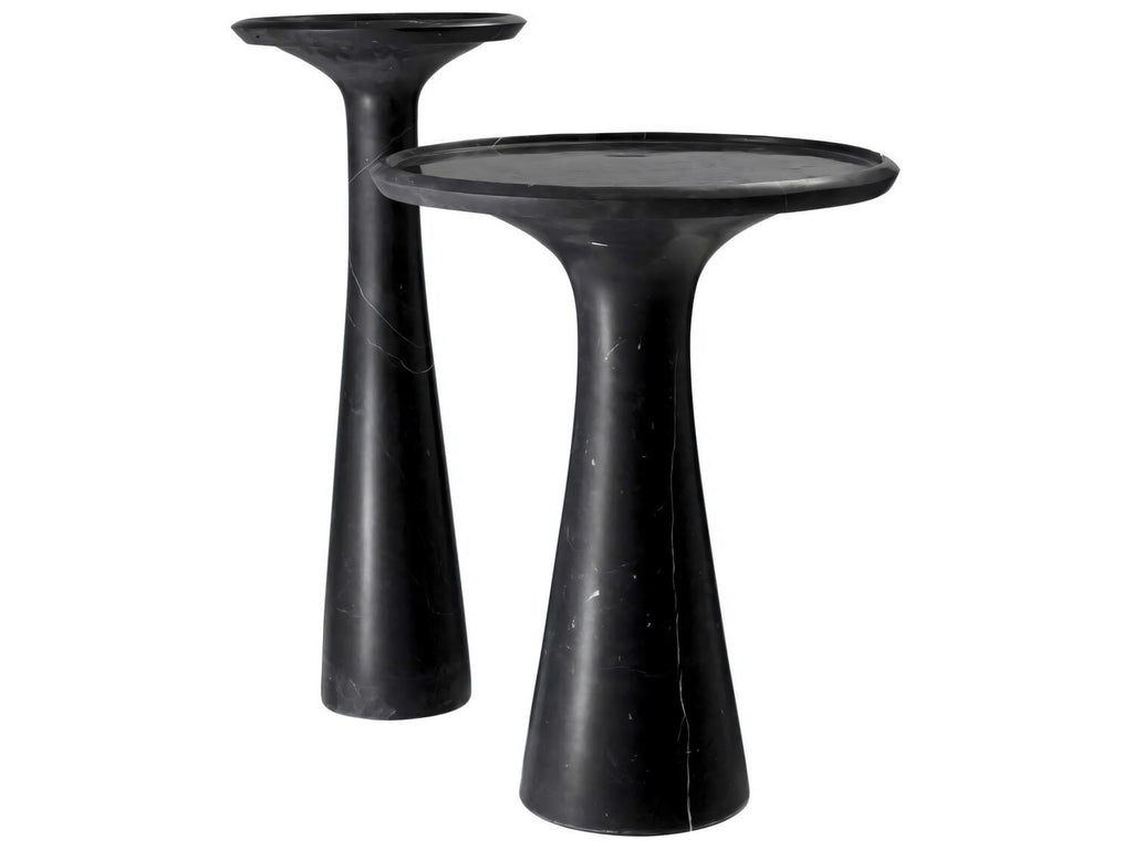 Pompano Round Side Table in Honed Black Marble