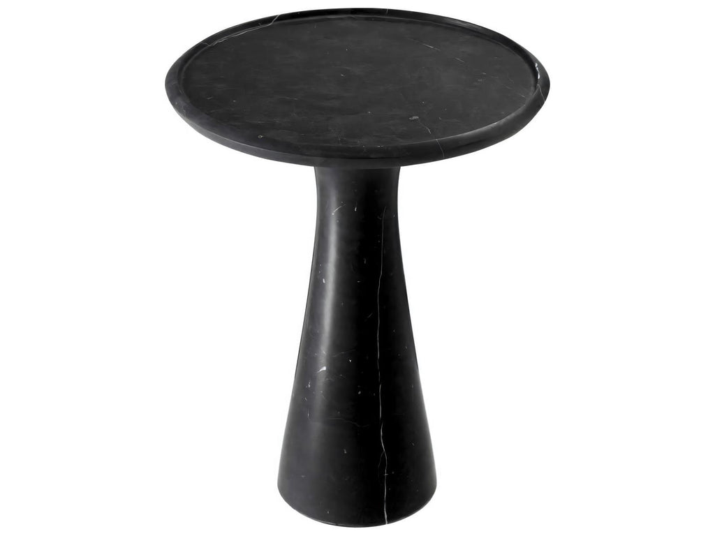 Pompano Low Round Side Table in Honed Black Marble