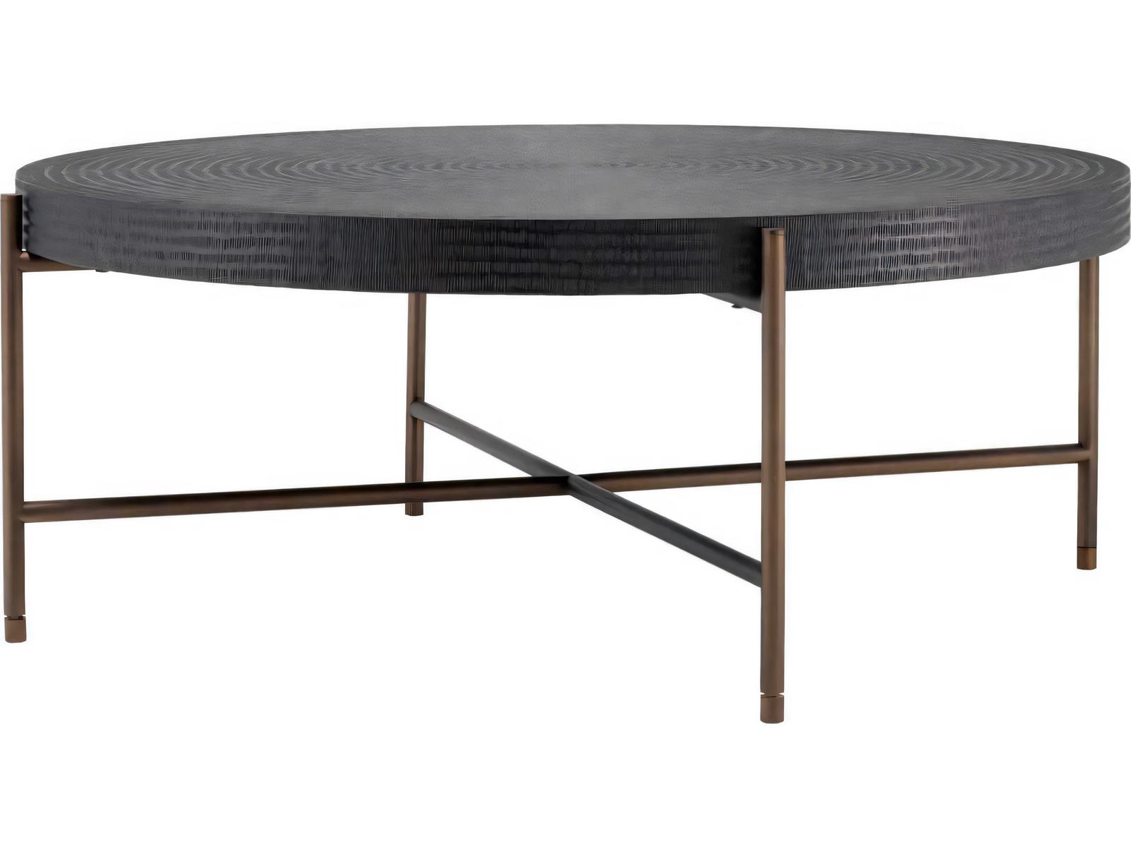 Nikos Round Coffee Table in Gunmetal and Bronze Finish
