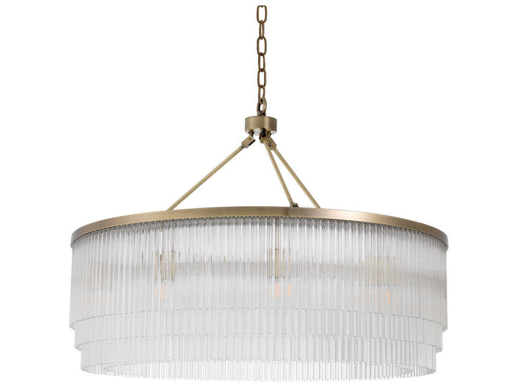 Eichholtz Hector L 10-Light Chandelier in Light Brushed Brass and Clear Glass