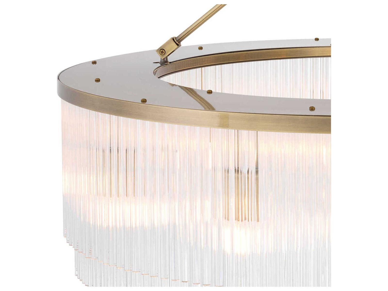 Eichholtz Hector L 10-Light Chandelier in Light Brushed Brass and Clear Glass