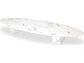 Aurore Oval Coffee Table White Faux Marble with Block Legs