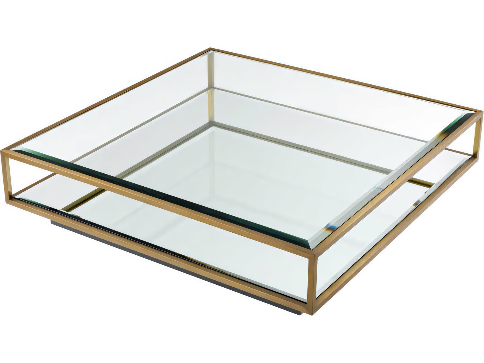 Tortona L Square Coffee Table Brushed Brass Finish