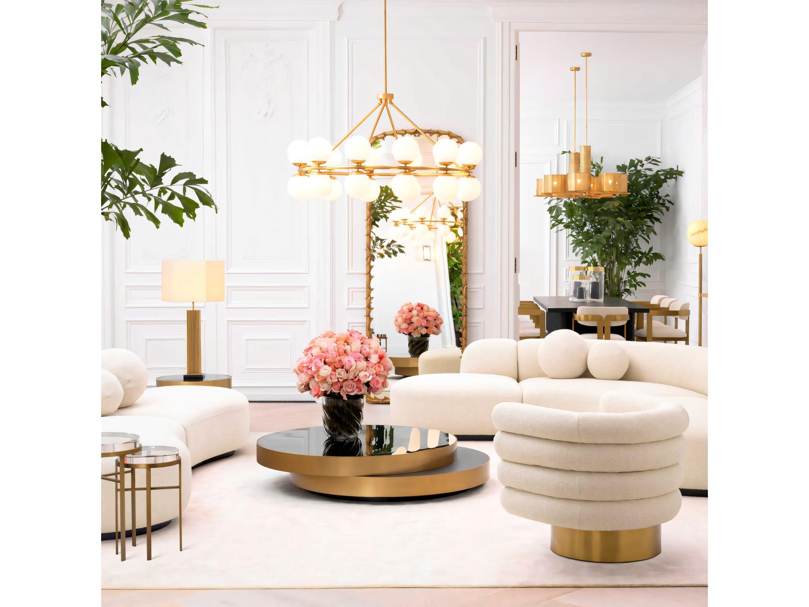 Griffith Modern Glam Coffee Table with Black Glass and Oak Veneer