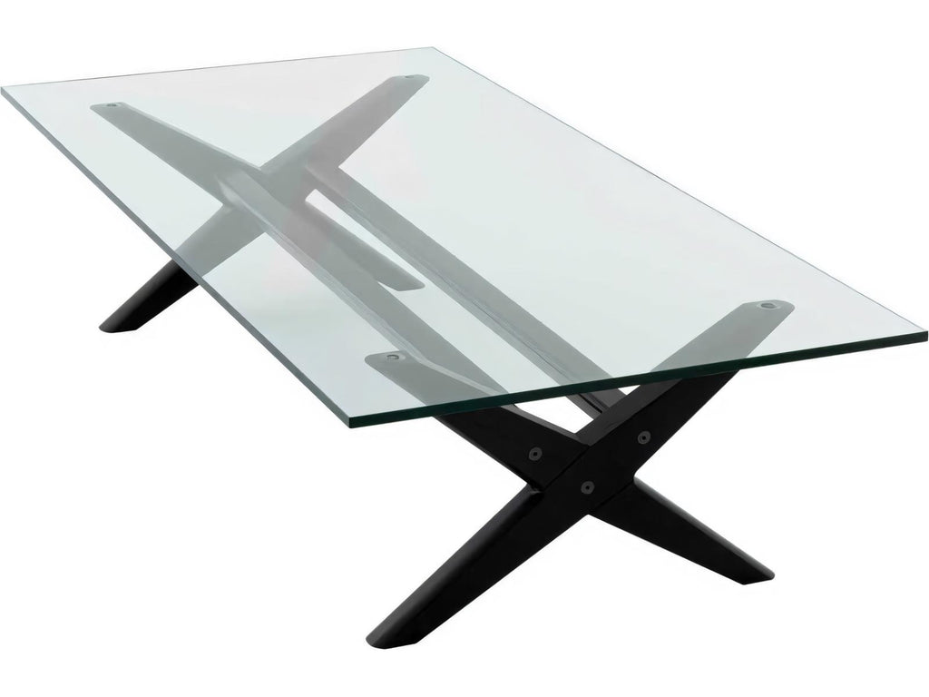 Maynor Classic Black Coffee Table with Glass Top