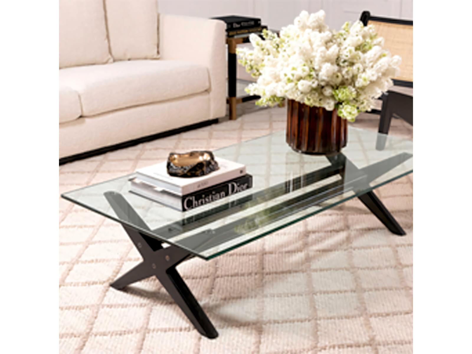 Maynor Classic Black Coffee Table with Glass Top