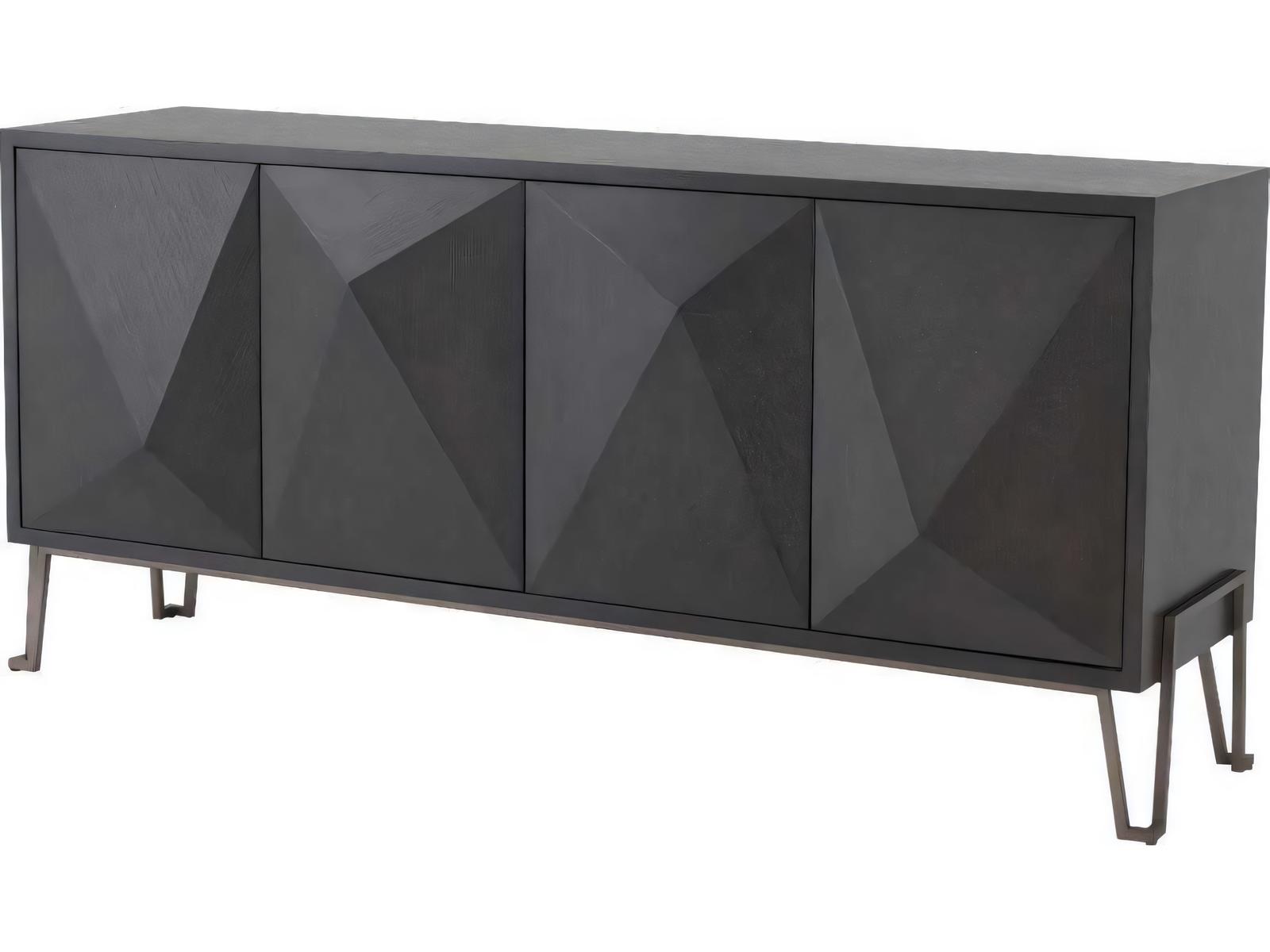 Highland Charcoal Brown Oak Veneer Dresser with Bronze Finish