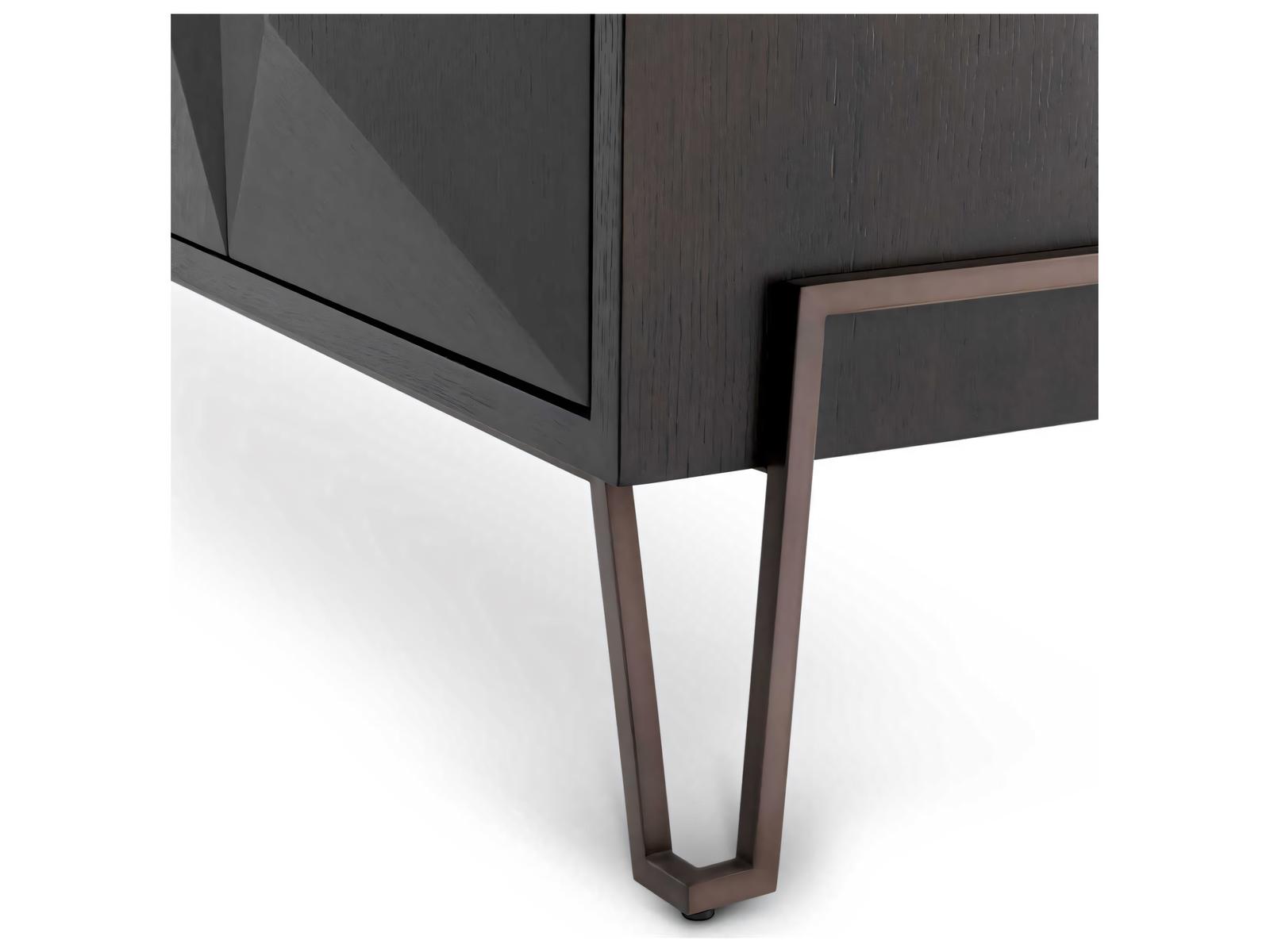 Highland Charcoal Brown Oak Veneer Dresser with Bronze Finish