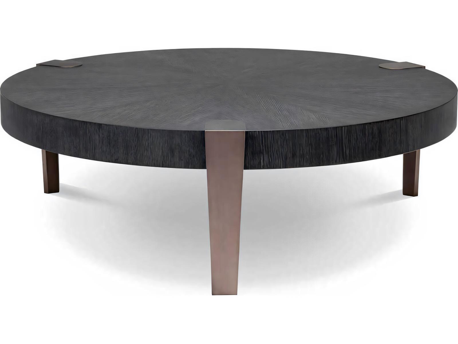Oxnard Round Coffee Table in Charcoal Grey Oak Veneer