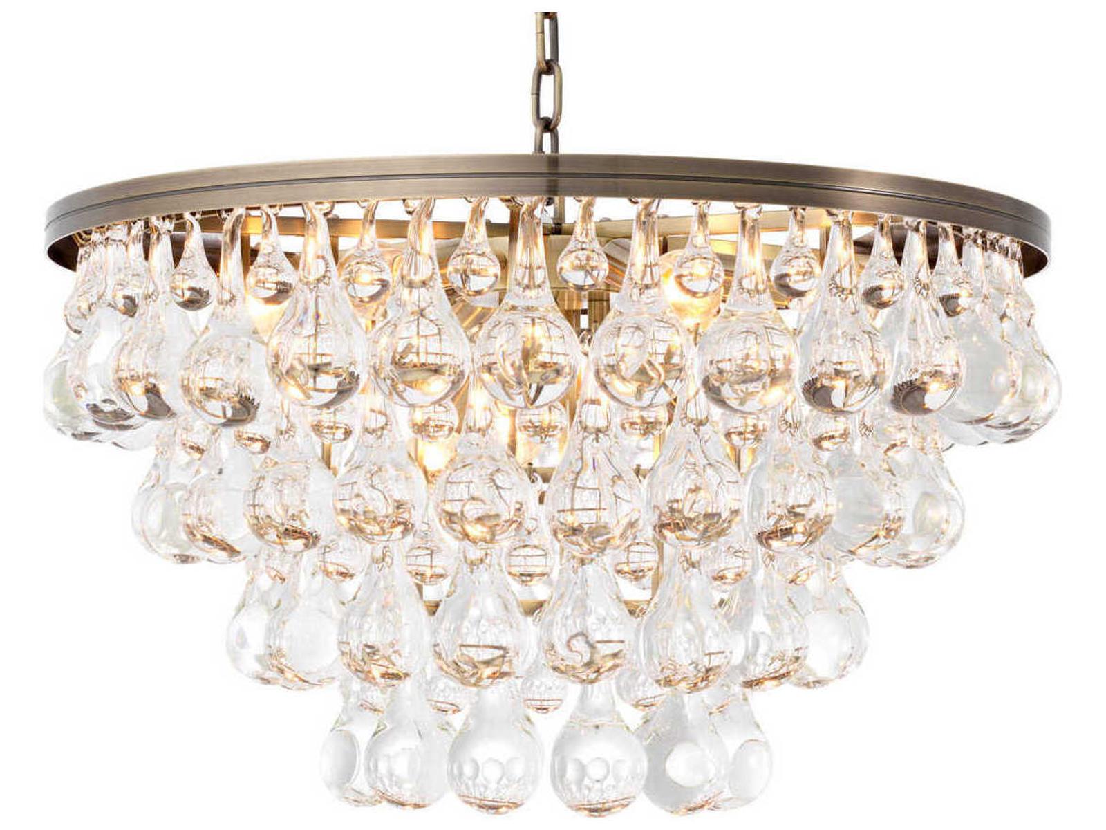 Eichholtz Bolzano 9-Light Chandelier in Light Brushed Brass with Clear Glass