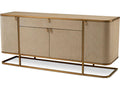 Napa Valley Woven Washed Oak Veneer Dresser with Brushed Brass Frame