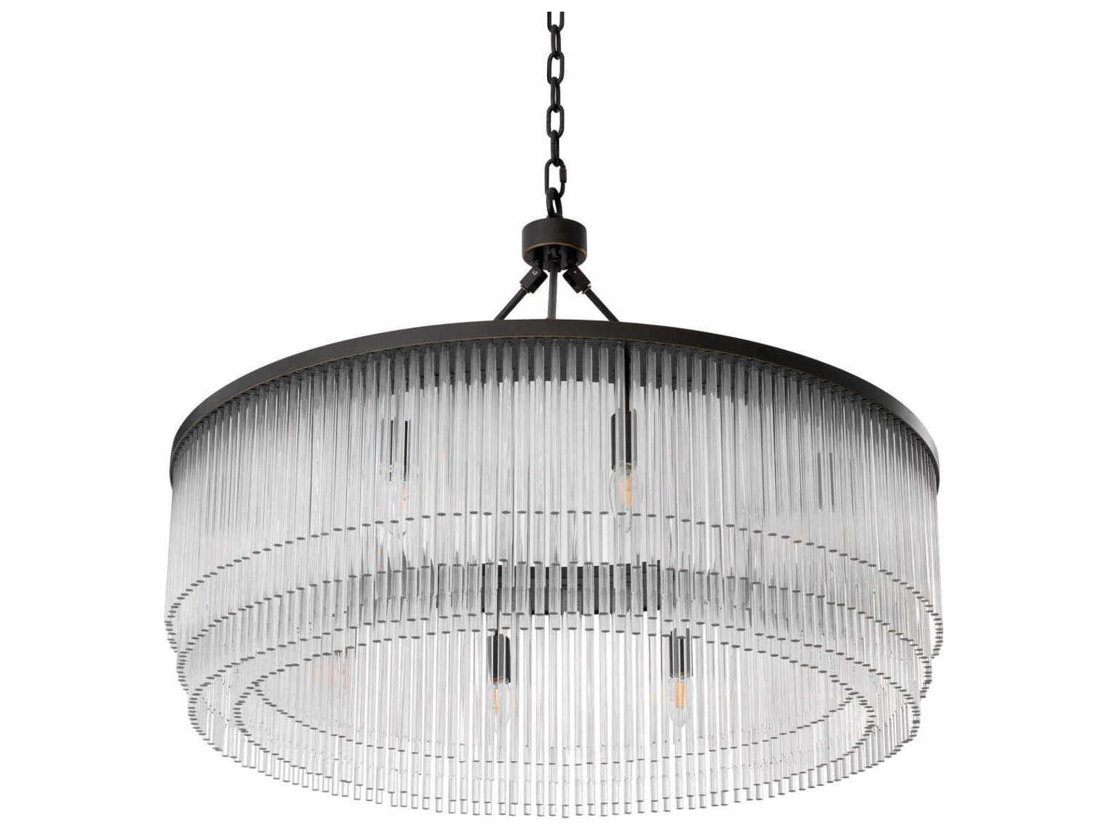 Eichholtz Hector 10-Light Chandelier in Bronze Highlight with Clear Glass Rods