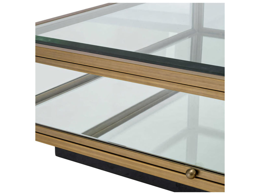 Ryan Square Coffee Table in Brushed Brass with Clear Glass