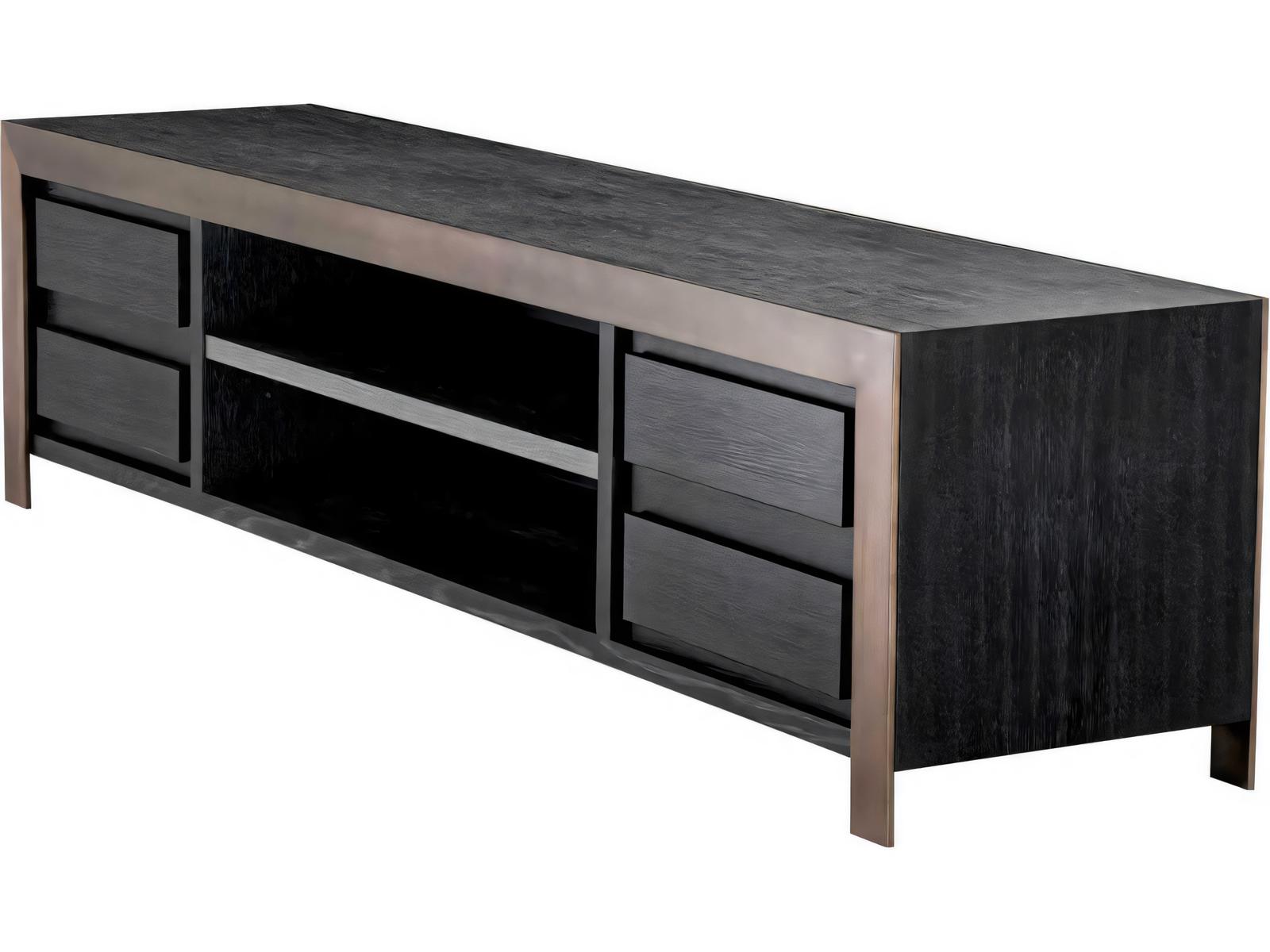 Talbot Charcoal Grey Oak Veneer TV Cabinet with Medium Bronze Finish