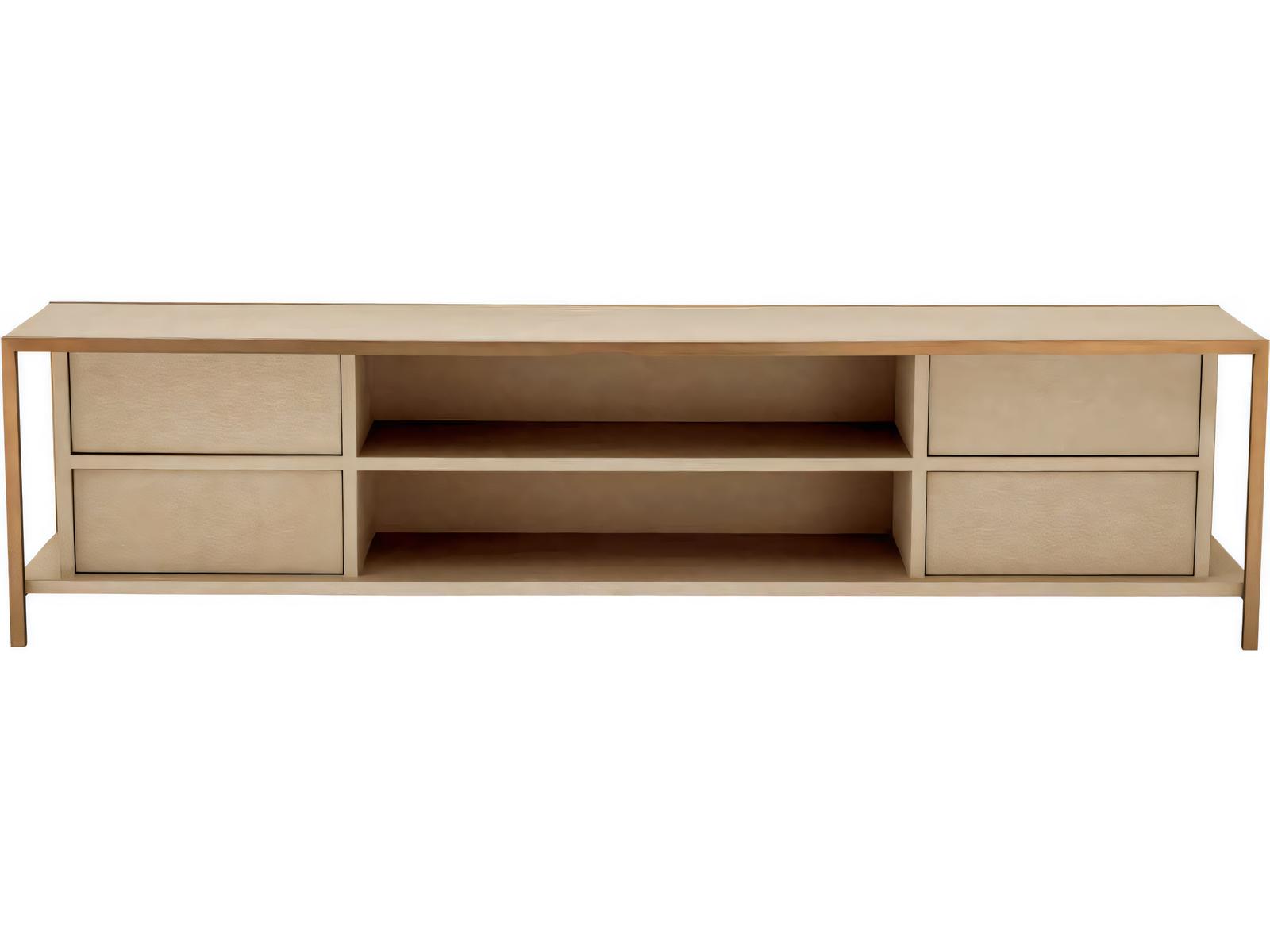 Wilmot Washed Oak Veneer and Brushed Brass TV Cabinet