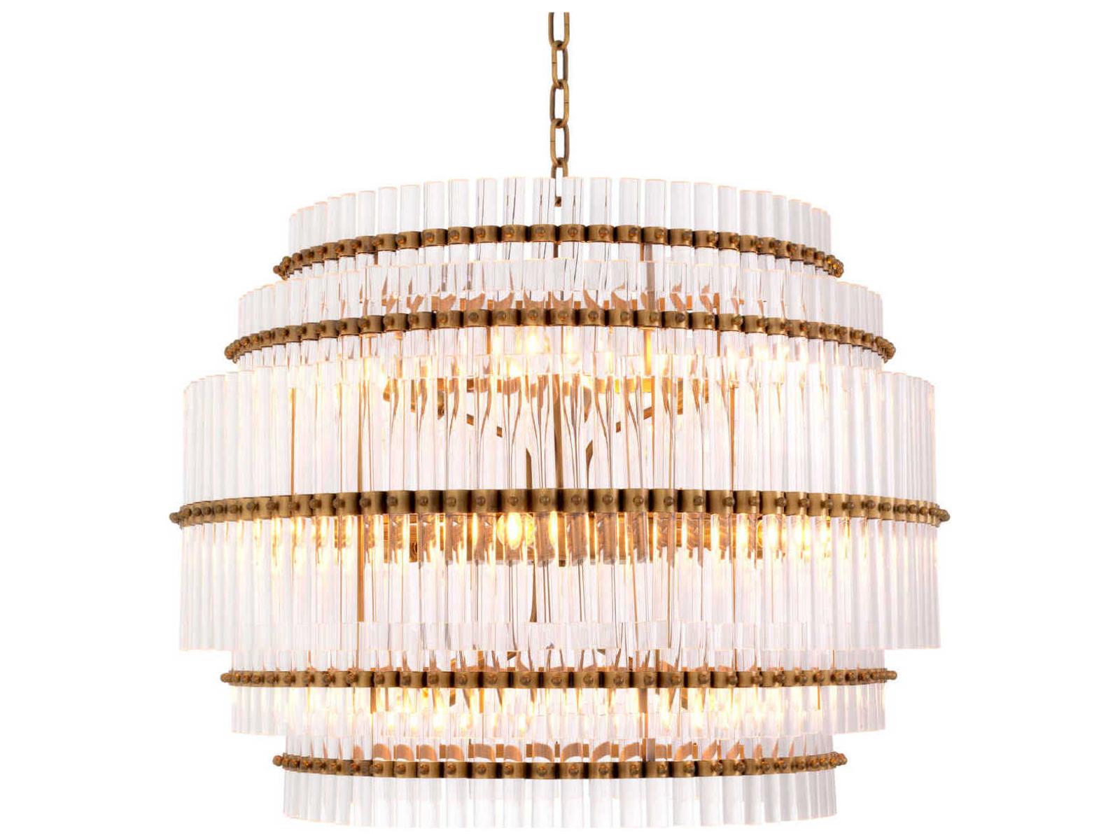 Eichholtz Scottsdale 14-Light Chandelier in Antique Brass and Clear Glass