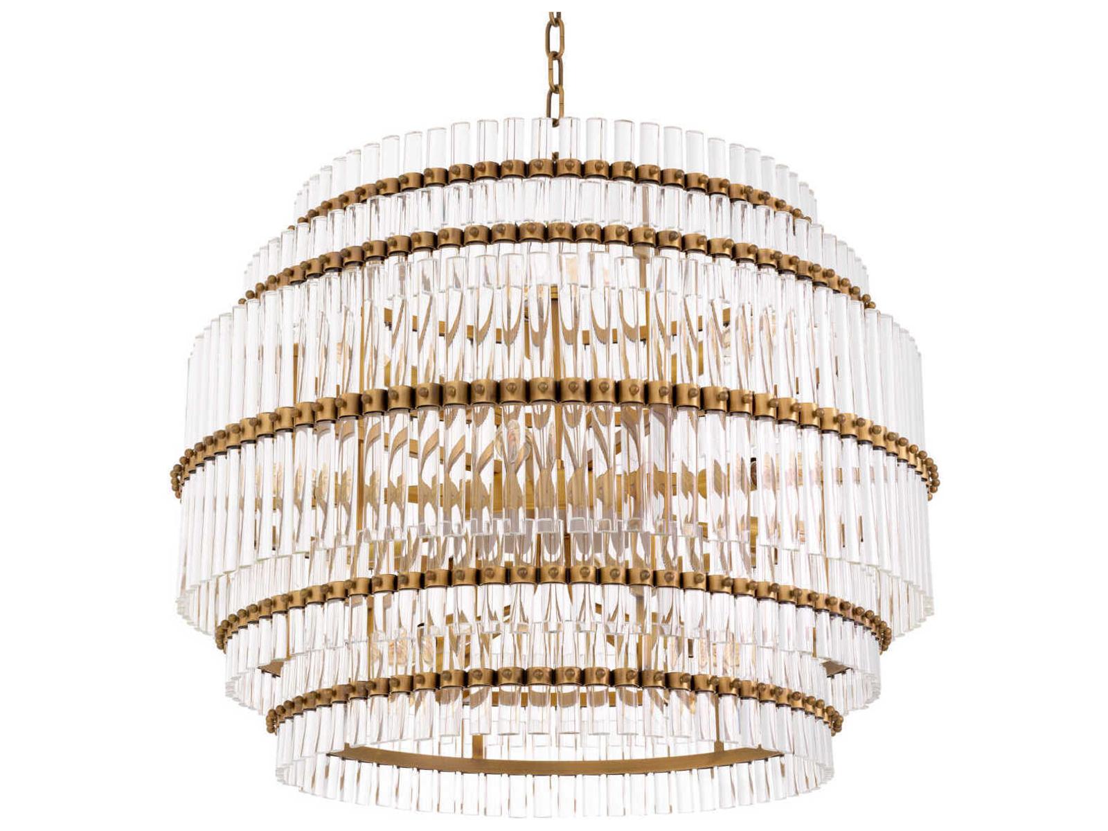 Eichholtz Scottsdale 14-Light Chandelier in Antique Brass and Clear Glass