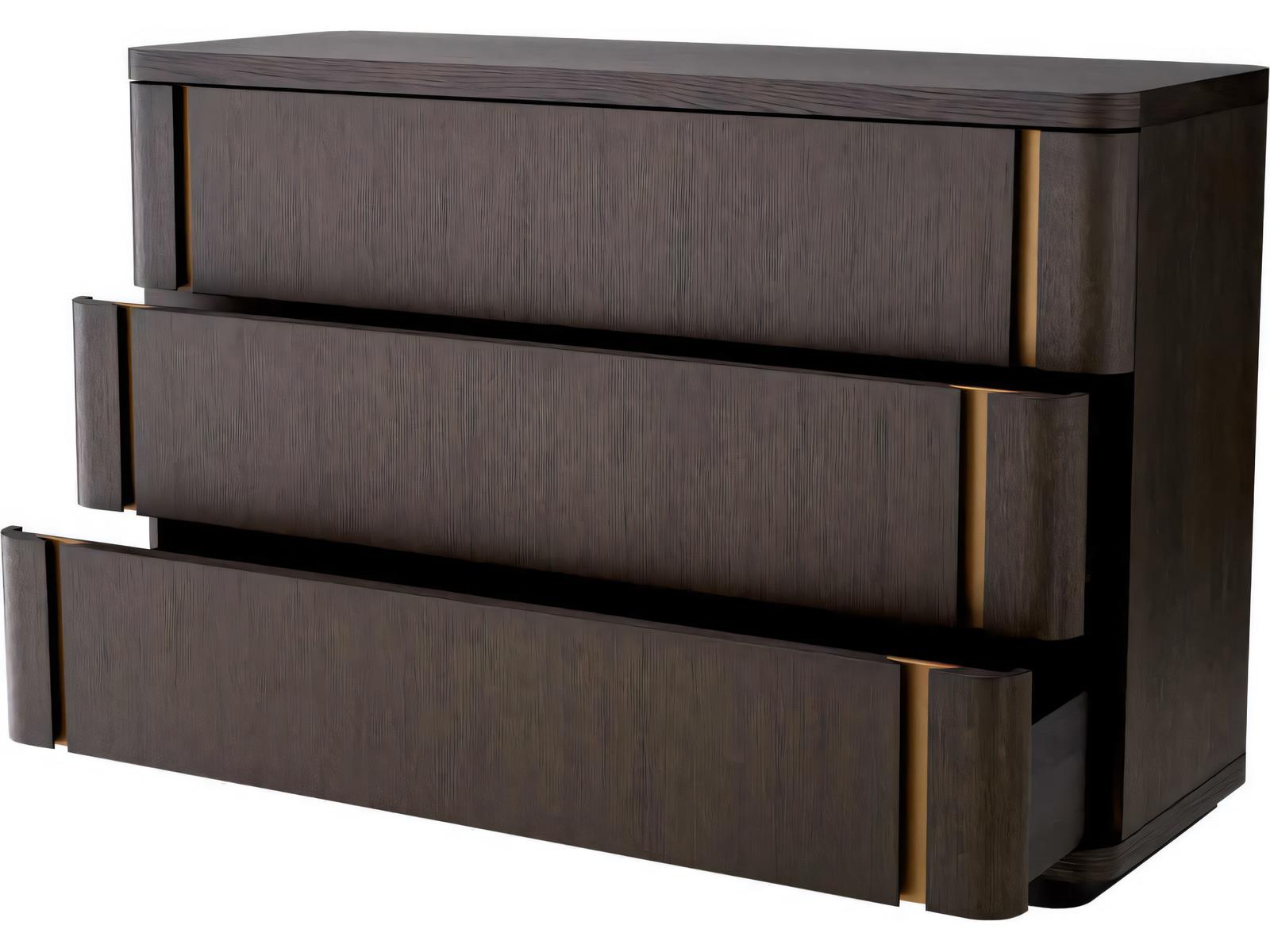 Modesto S Dresser in Mocha Oak Veneer and Brushed Brass