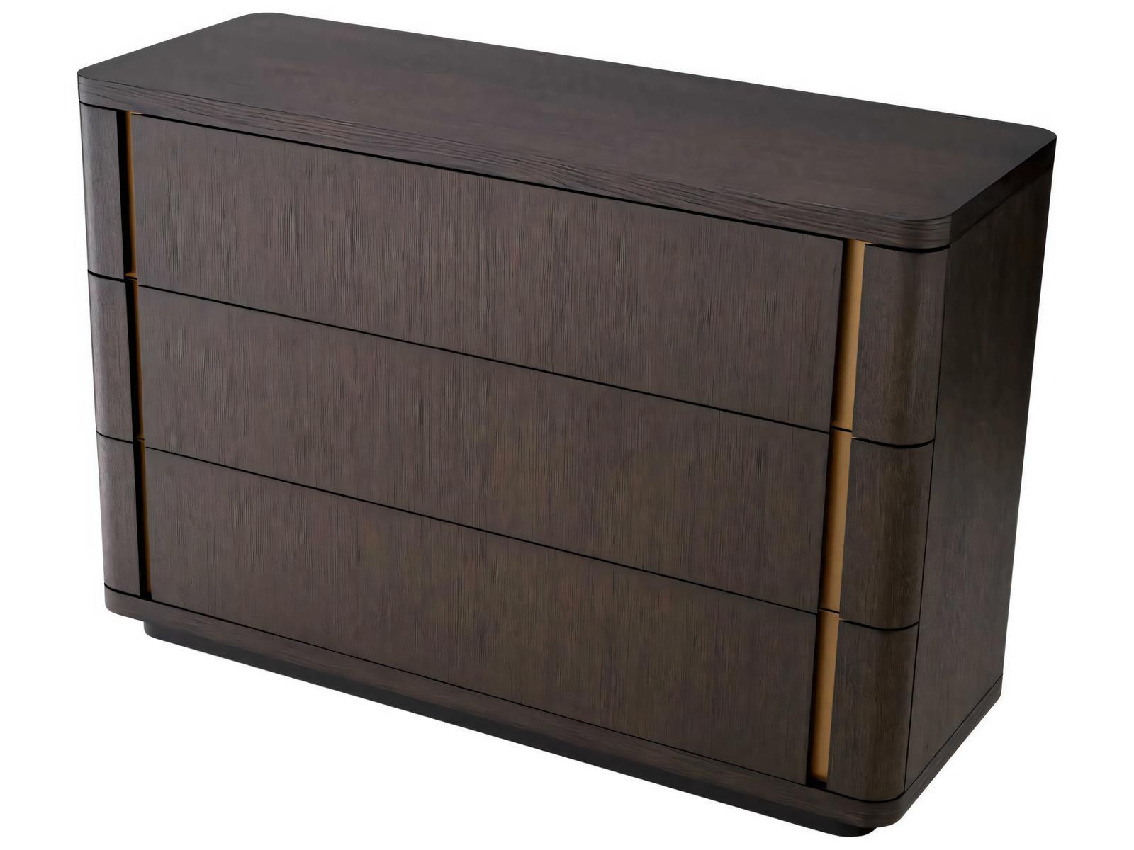 Modesto S Dresser in Mocha Oak Veneer and Brushed Brass