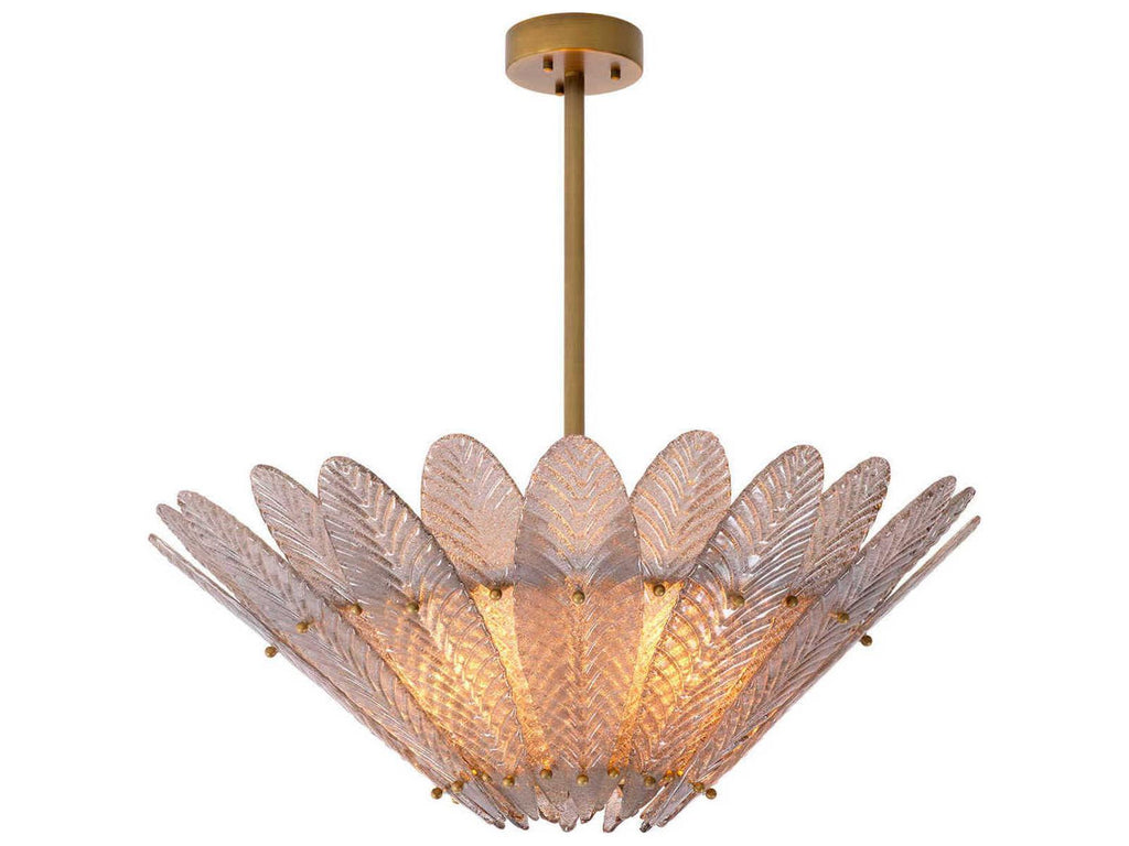 Eichholtz Scala 4-Light Chandelier in Antique Brass with Hand Blown Glass