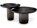 Zachary Round Nesting Coffee Table Set of 2 in Gunmetal and Frosted Glass