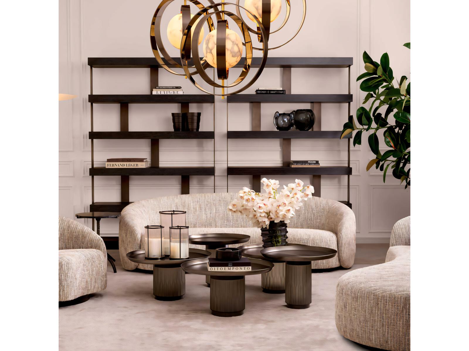 Zachary Round Nesting Coffee Table Set of 2 in Gunmetal and Frosted Glass