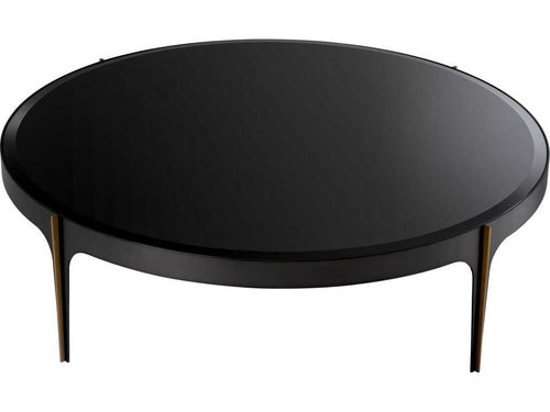 Artemisa L Round Coffee Table in Bronze with Black Beveled Glass