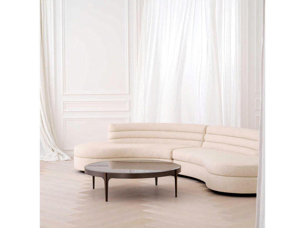Artemisa L Round Coffee Table in Bronze with Black Beveled Glass