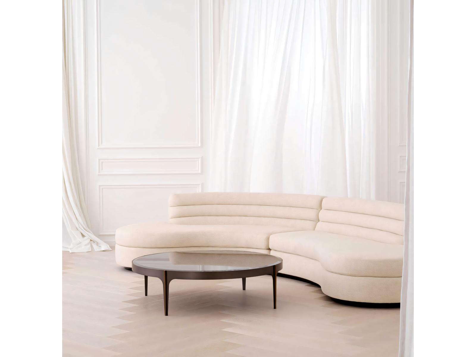Artemisa L Round Coffee Table in Bronze with Black Beveled Glass