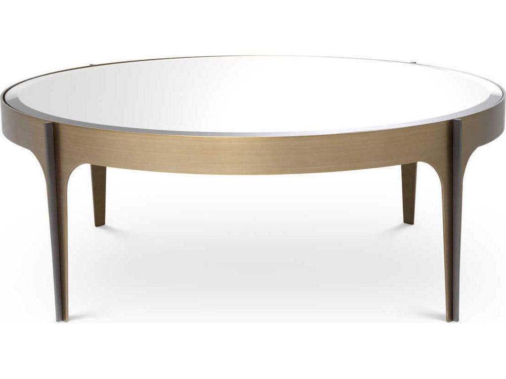 Artemisa Small Round Coffee Table in Brushed Brass and Bronze with Mirror Glass