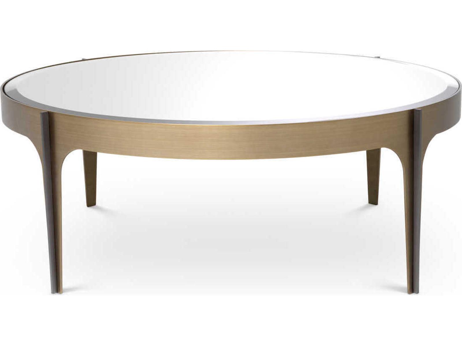 Artemisa Small Round Coffee Table in Brushed Brass and Bronze with Mirror Glass