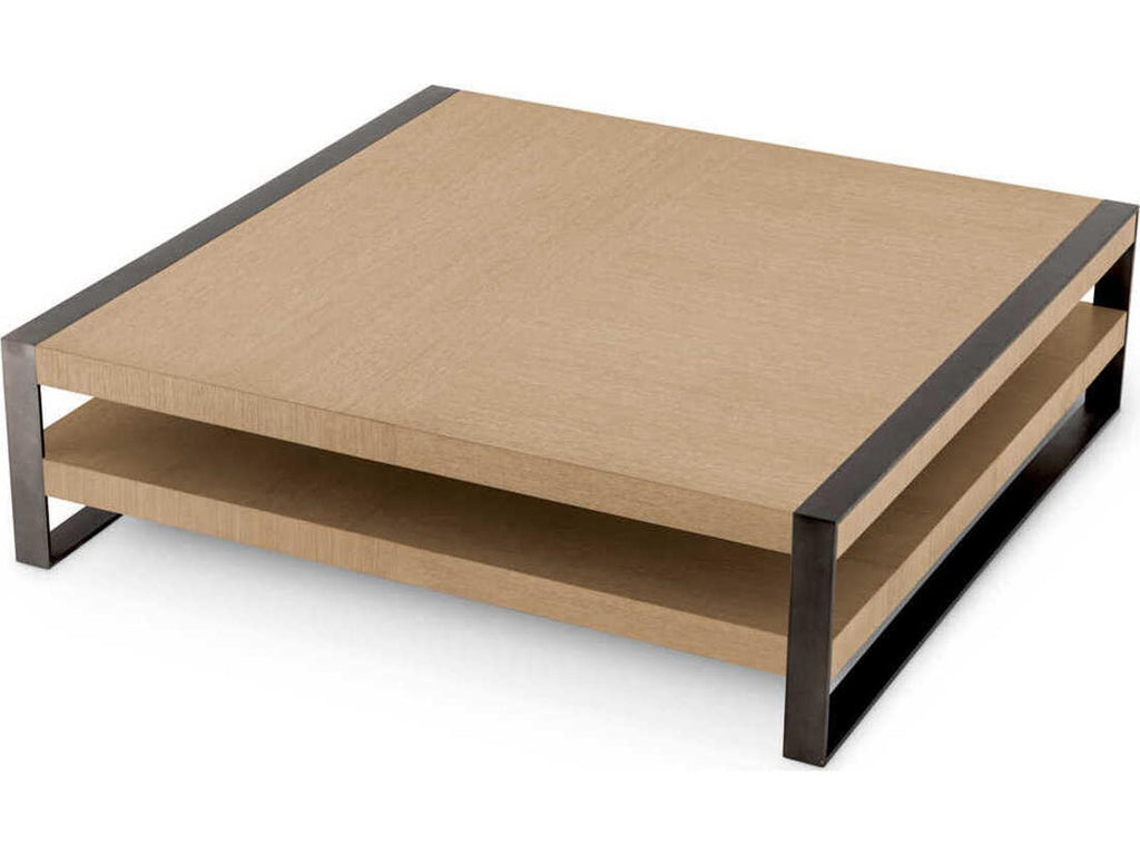 Guinness Square Coffee Table in Natural Oak Veneer and Bronze Finish