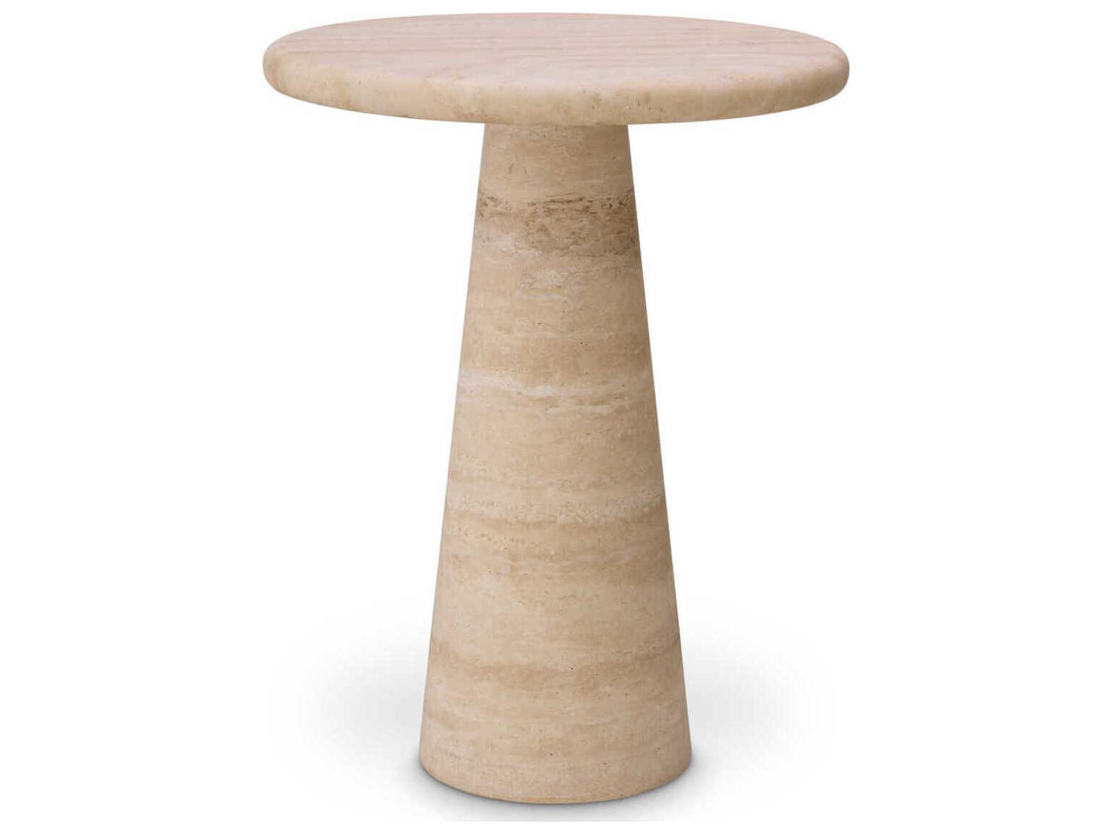 Adriana Large Travertine Round Side Table