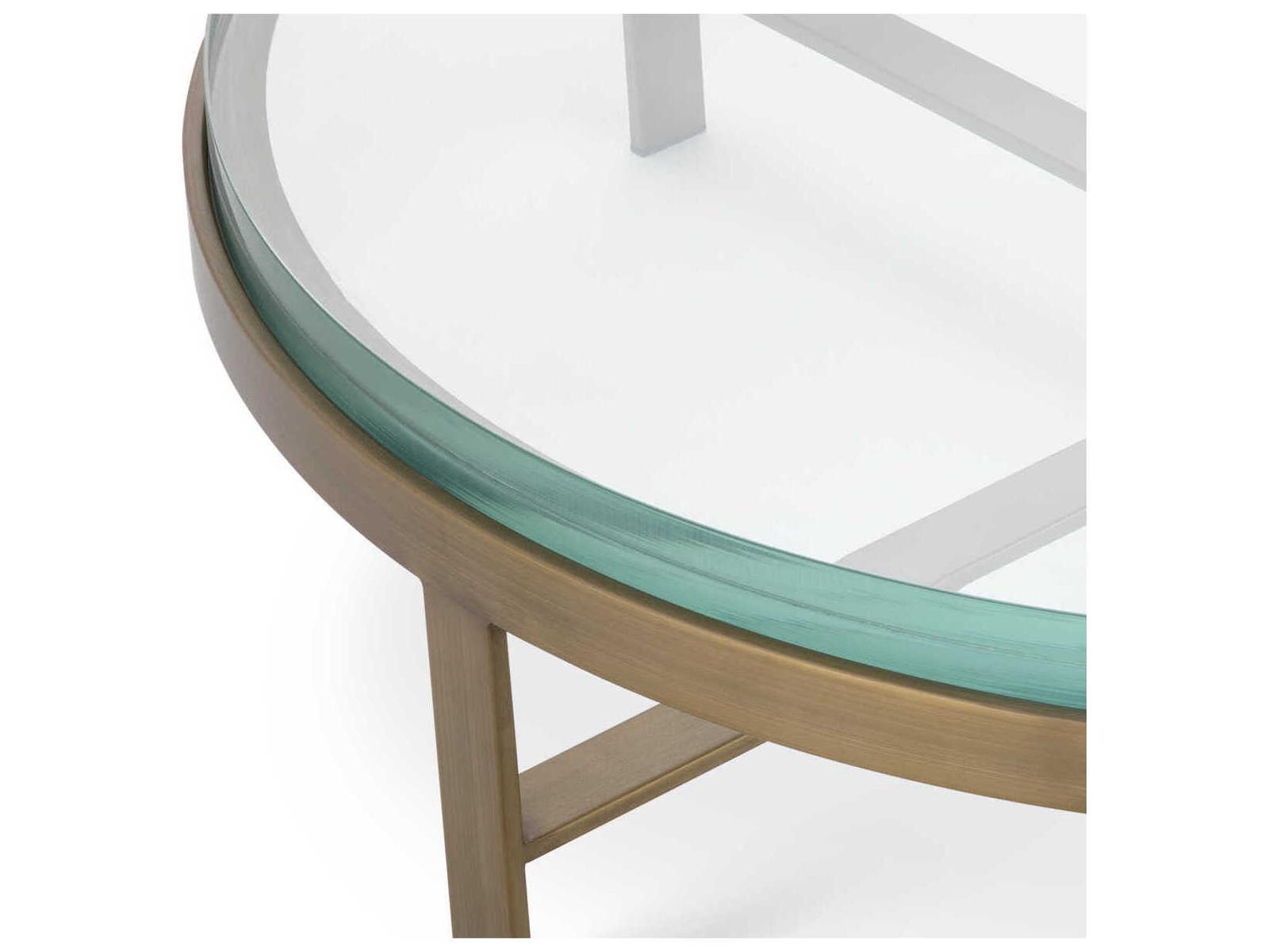 Hoxton Round Coffee Table with Brushed Brass Finish and Glass Top