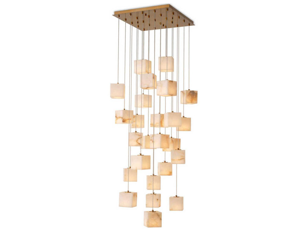 Eichholtz Duboce 25-Light Chandelier with Alabaster Blocks in Antique Brass