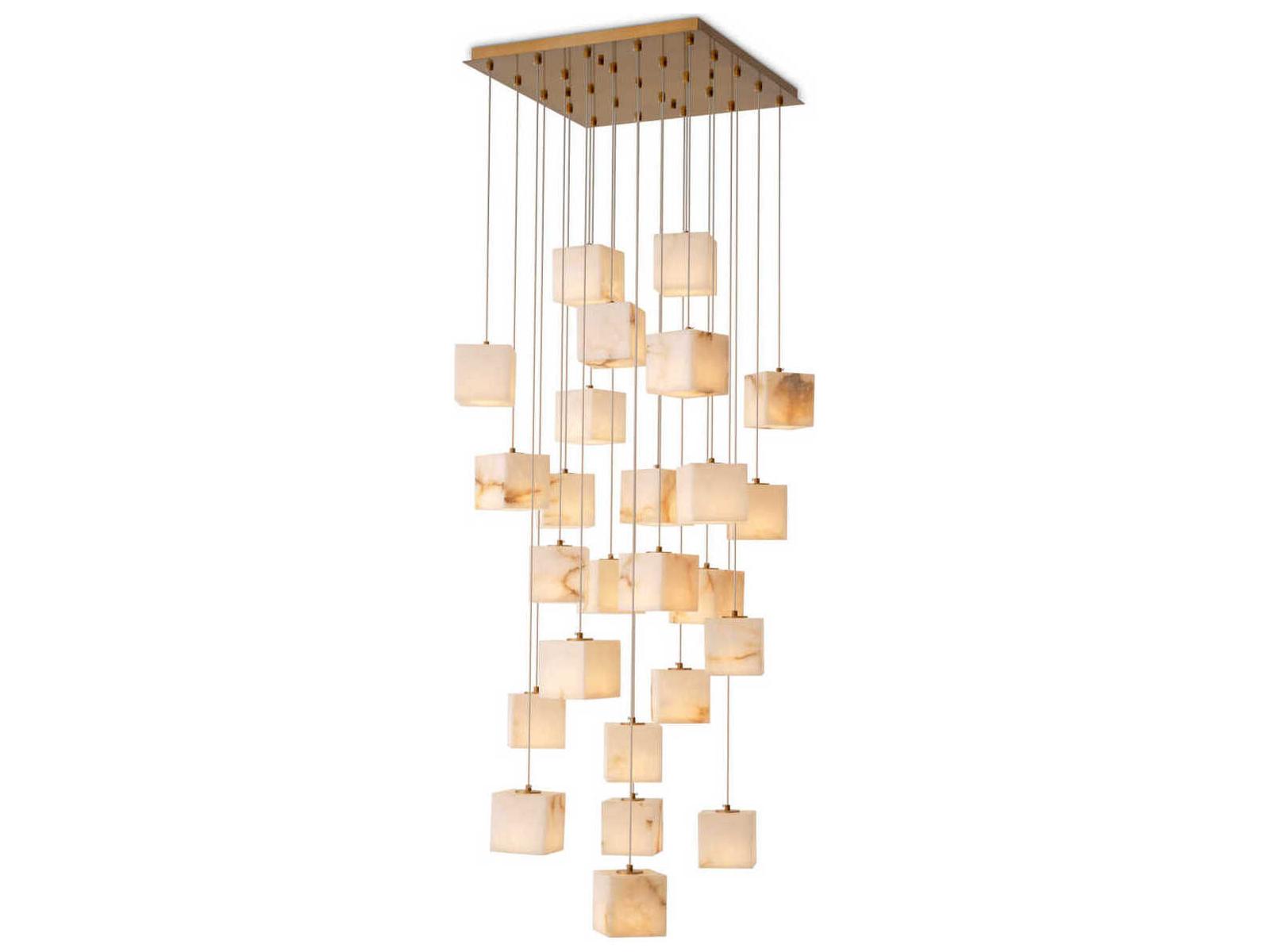 Eichholtz Duboce 25-Light Chandelier with Alabaster Blocks in Antique Brass