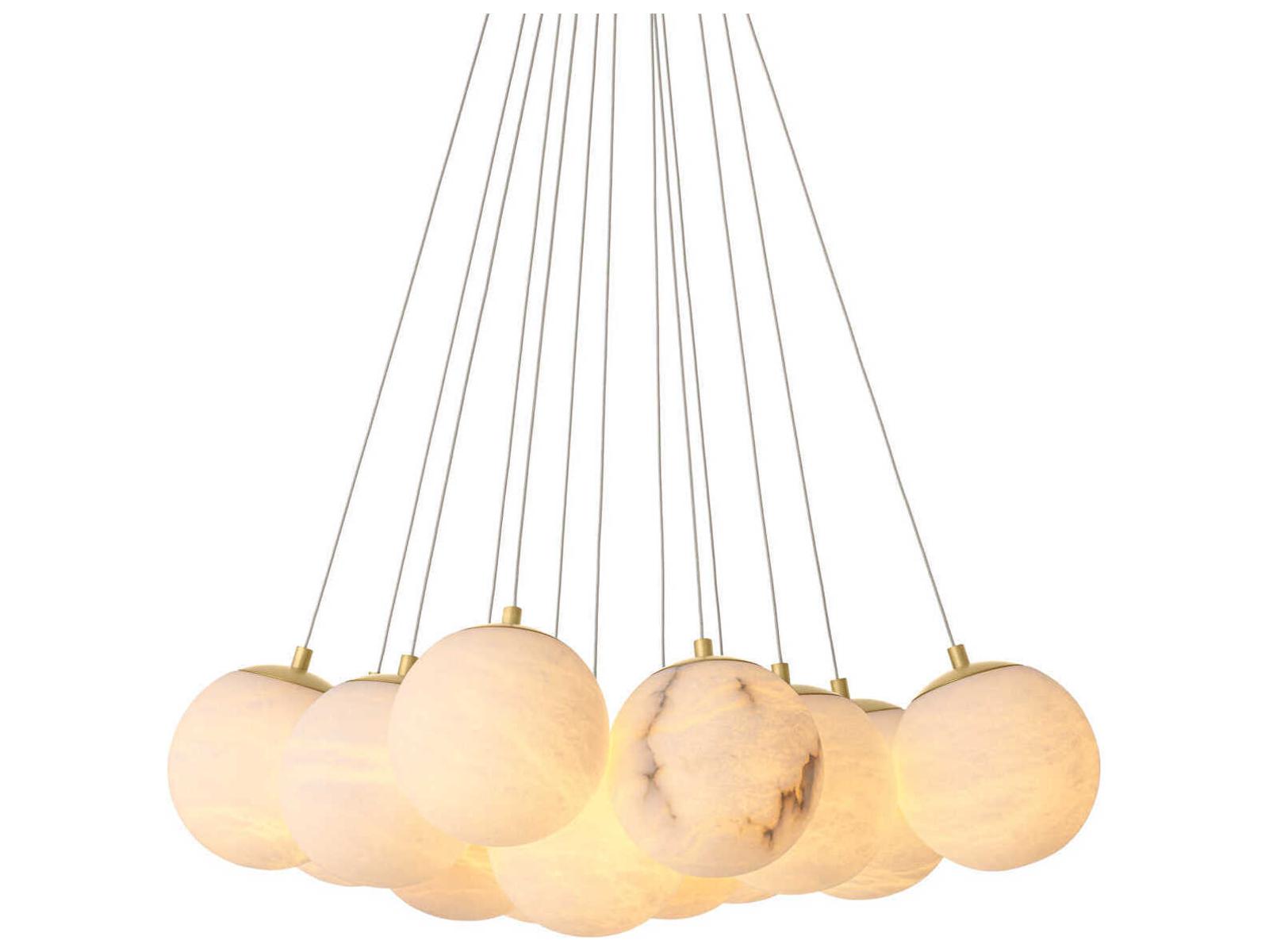 Eichholtz Sphinx 13-Light Alabaster Chandelier in Antique Brass