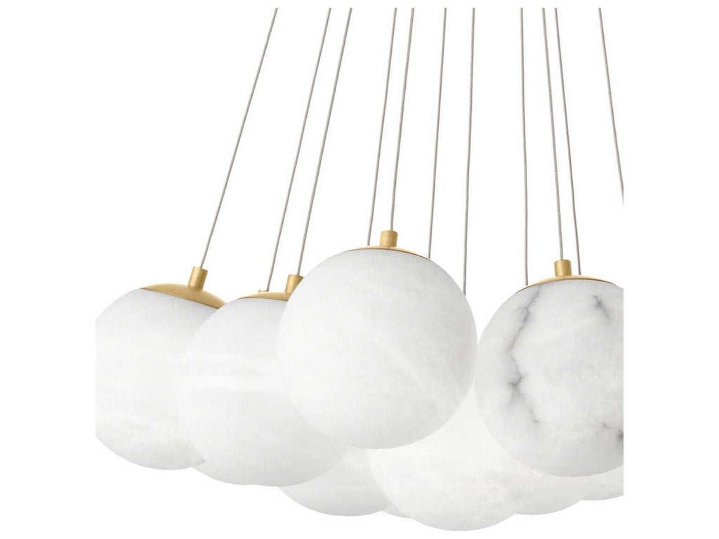 Eichholtz Sphinx 13-Light Alabaster Chandelier in Antique Brass
