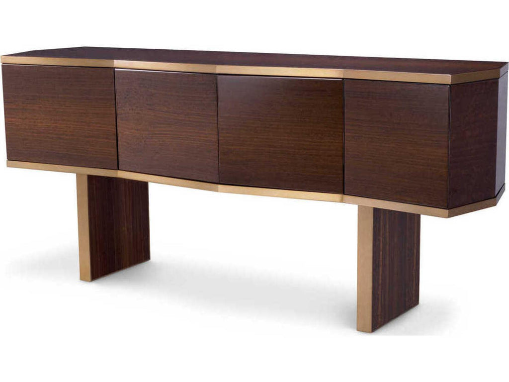 Xenon High Gloss Smoked Eucalyptus Veneer Dresser with Brushed Brass