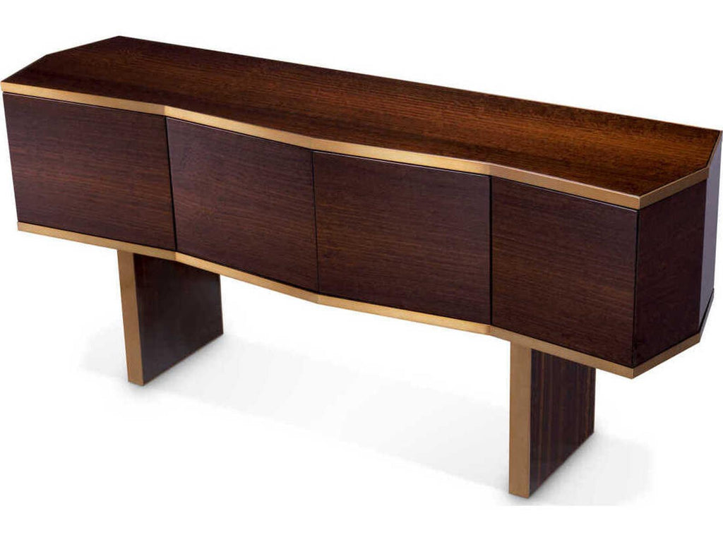 Xenon High Gloss Smoked Eucalyptus Veneer Dresser with Brushed Brass
