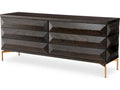 Denver 6-Drawer Dresser in Mocha Oak Veneer with Brushed Brass Legs