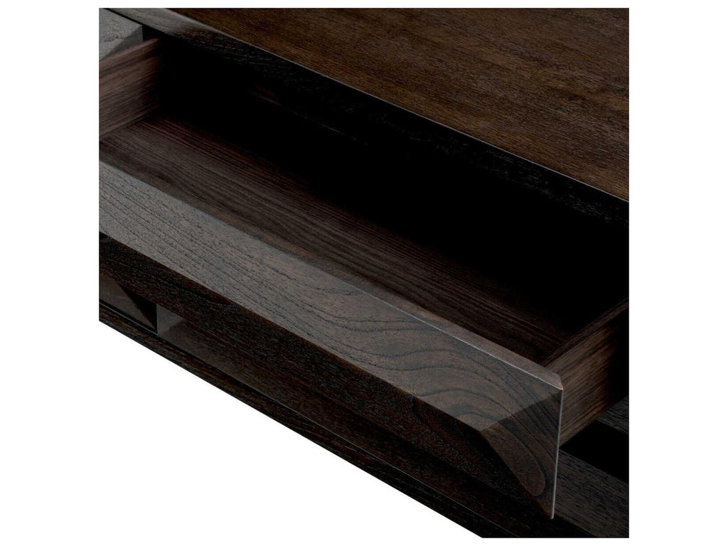 Denver 6-Drawer Dresser in Mocha Oak Veneer with Brushed Brass Legs
