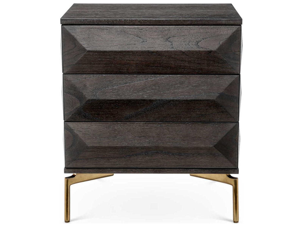 Denver Mocha Oak Nightstand with Brushed Brass Finish