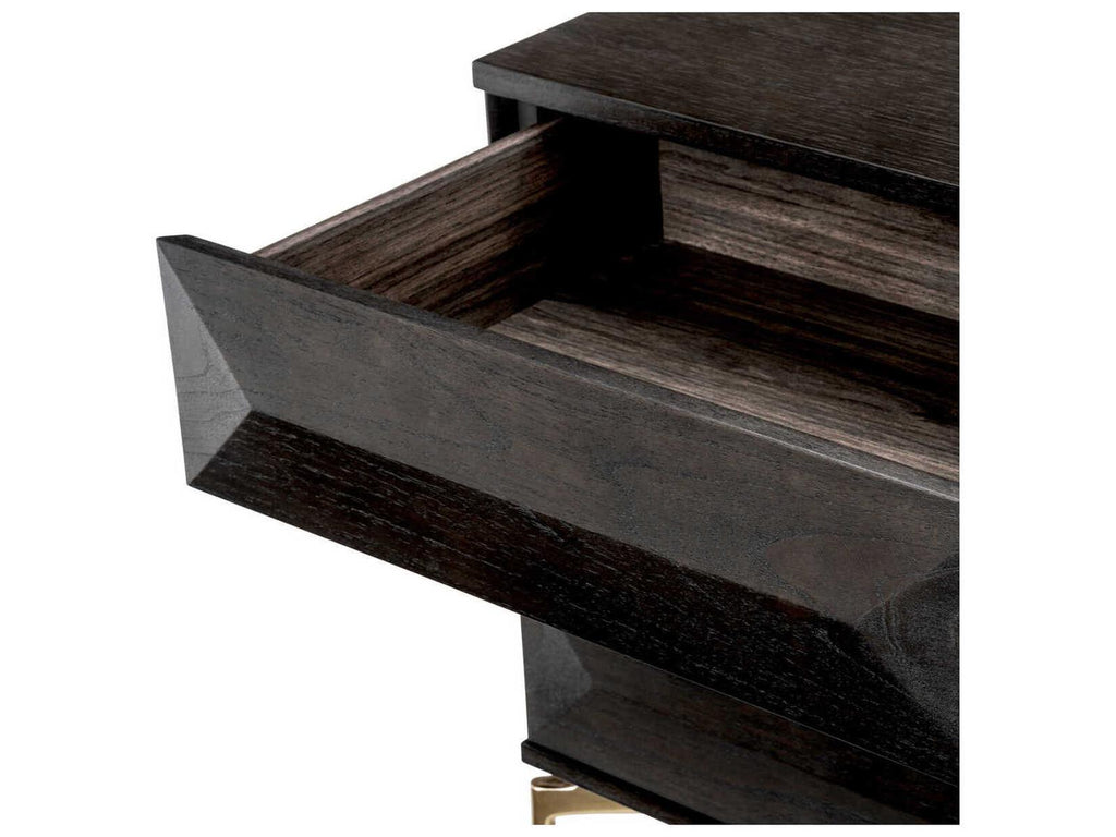 Denver Mocha Oak Nightstand with Brushed Brass Finish