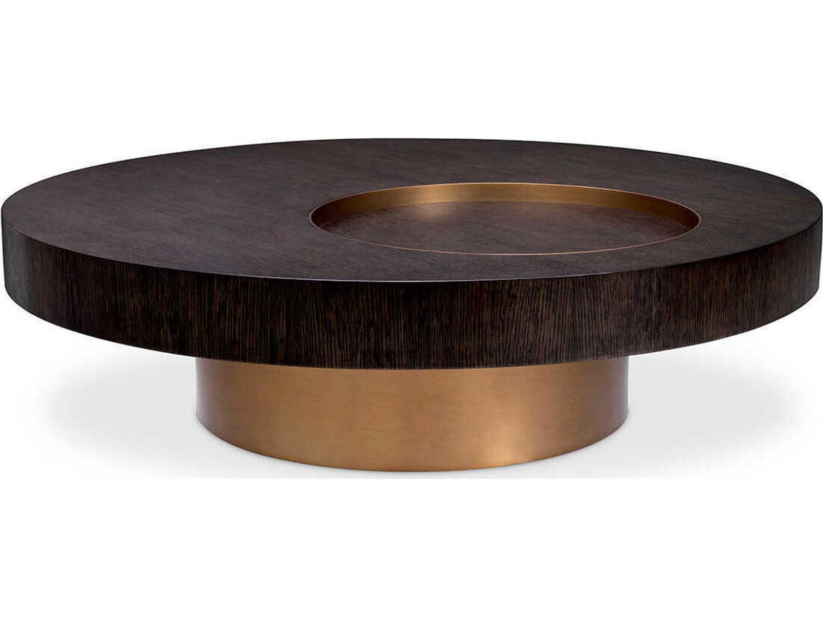 Otus Square Coffee Table Mocha Oak Veneer Brushed Brass