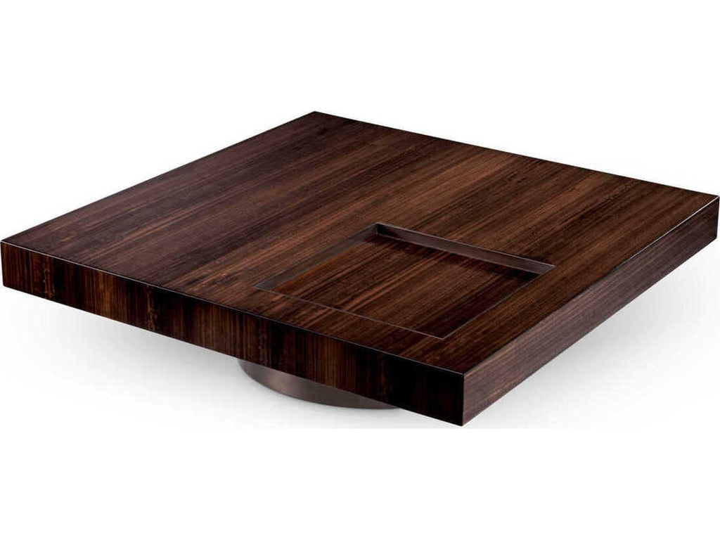 Otus Square Coffee Table in Eucalyptus High-Gloss Veneer and Bronze